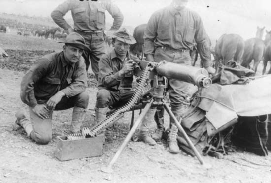 USA soldiers with a Maxim gun